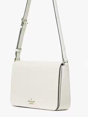 kate spade Staci Meringue Ivory Gold Tone Saffiano Leather Small Hobo Bag